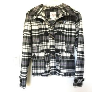 Hydraulic 4% wool Black White Purple Plaid Jacket